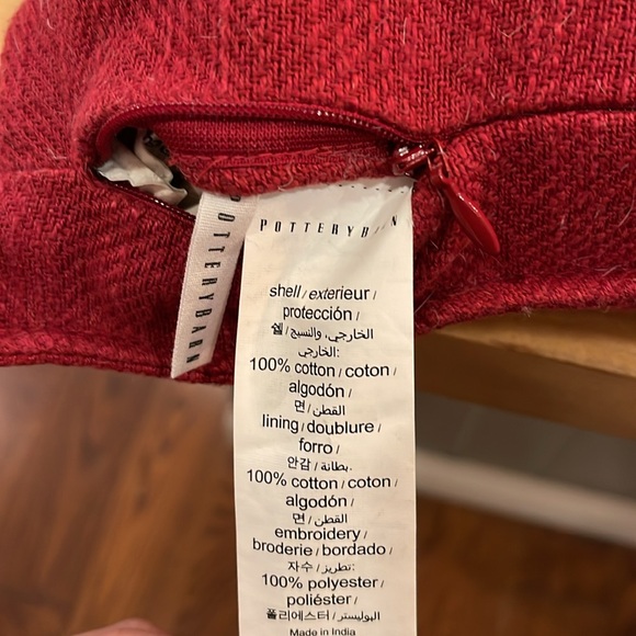 Pottery Barn Merry Embroidered Pillow feather down insert -slight imperfections - Picture 3 of 9